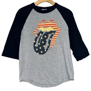 Rolling Stones Size S Heather Gray Blue 2005 2006 US Tour Raglan Sleeve T-Shirt